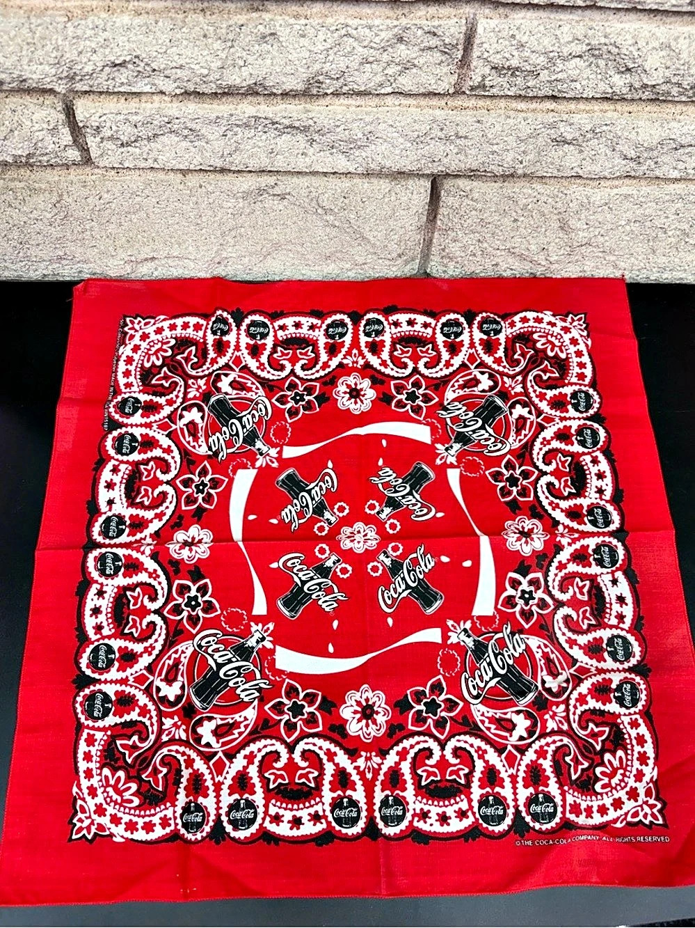 Vintage Style Coca-Cola Red Paisley Bandana Scarf 21x21 Licensed Coke